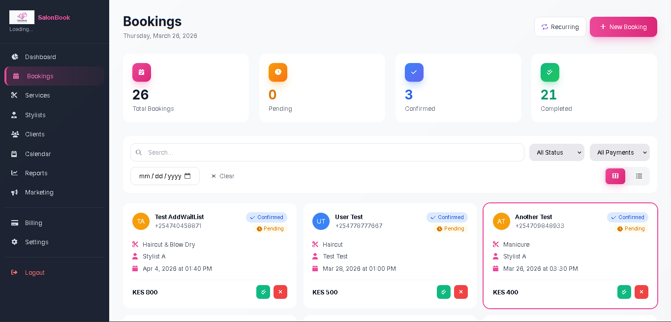 SalonBook — WhatsApp Salon Management System